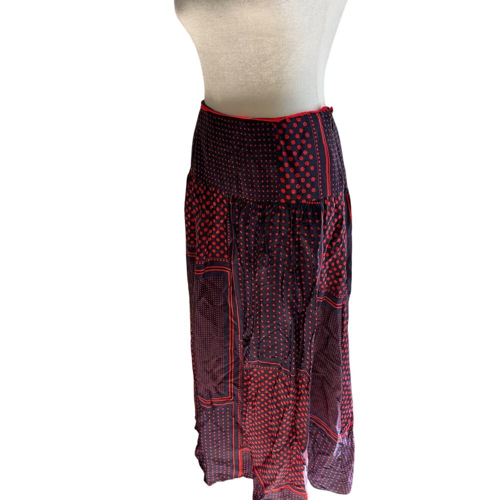 Maeve by Anthropologie Colette Skirt Black & Red Polka Dot Patchwork Size 6 - Picture 5 of 13